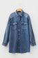 Medium Grey Beau Chest Pocket Raw Hem Denim Loose Shirt Dress
