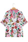 Pink V Neck Short Puff Sleeve Plus Size Floral Blouse