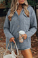 Red Sandalwood Ribbed Knit Buttons Front Flap Pocket Casual Shacket