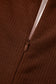 Coffee Solid Color Knit V Neck Zipped Loose Romper