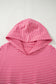 Rose Stripe Thumbhole Side Slits Drop Shoulder Loose Fit Hoodie