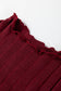 Red Dahlia Frilled Neck Ribbed Knit Patchwork Long Sleeve Mini Dress