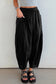 Jungle Green Drawstring Elastic Waist Patch Pocket Barrel Leg Casual Pants