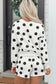 Sky Blue Polka Dot Print Drop Shoulder Pullover Drawstring Shorts Set