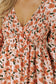 Black Floral Deep V Neck Smocked Bust Bubble Sleeve Babydoll Dress