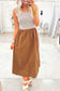 Chestnut Striped Colorblock Patchwork Sleeveless Casual Long Dress