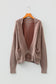 Dark Brown Mineral Wash Exposed Seam Patchwork Knit Open Sweater Cardigan