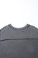 Parchment Twist Ribbed Exposed Seam Detail Long Sleeve Loose Top