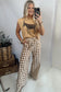 Brown Gingham Plaid Tie Elastic Waist Shift Pants