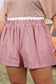 Sky Blue Contrast Trim Plaid Print Plus Size Shorts
