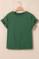 Black Solid Color Ribbed Ruffled Short Sleeve T Shirt