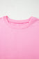 Pink Floral Bow Patched Exposed Seam Patchwork Slit Baggy Sweatshirt