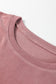Fushia Solid Color Textured Knit Drop Shoulder Pullover Drawstring Shorts Set