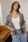 Dark Brown Mineral Wash Exposed Seam Patchwork Knit Open Sweater Cardigan