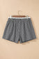 Sky Blue Contrast Trim Plaid Print Plus Size Shorts