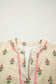 Apricot Striped Floral Print Contrast Detail Ruffle Hem Short Dress