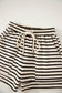 Black Stripe Ribbed Color Block Trim Zip Polo Tee Drawstring Shorts 2pcs Outfit
