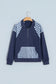 Navy Blue Patchwork Plaid Pocket Quarter Zip Sweatshirt