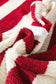 Red Stripe Colorblock V Neck Bracelet Sleeve Sweater