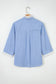Beau Blue Lace Trim Patchwork Dotted Print Collared Denim Blouse