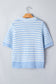 Sky Blue Stripe Short Sleeve Knit V Neck Bow Knot Sweater