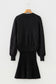 Black High Neck Puff Sleeve Sweater Pleated Mini Skirt 2pcs Knitted Outfit