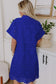 Dark Blue Solid Color Eyelet Embroidered T Shirt Mini Dress