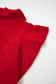 Tomato Red Cable Knit Turtleneck Ruffled Short Sleeve Sweater