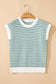 Green Stripe Ribbed Trim Loose Fit Knitted Sweater Vest