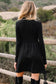 Red Dahlia Frilled Neck Ribbed Knit Patchwork Long Sleeve Mini Dress