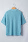Mist Blue Exposed Seam Detail Half Sleeve Loose Sweater