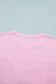 Pink Leopard Bow Embroidered Cotton Round Neck T Shirt