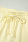 Yellow Cream Solid Color Tee Drawstring Shorts Comfy 2pcs Set