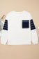 White Exposed Seam Detail Color Block Patch Pocket Drop Shoulder Sweatshirt