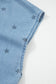Beau Blue Star Allover Print Double Chest Pocket Short Sleeve Denim Shirt