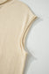 Apricot Buttoned Front Rolled Hem Cap Sleeve Sweater Top