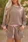 Sky Blue Checkerboard Long Sleeve Pullover and Shorts Set