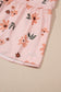 Pink Floral V Neck Smocked High Waist Ruffle Hem Long Dress