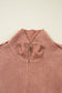 Camel Exposed Seam Side Pockets Half Zipper Baggy Sweatshirt
