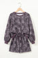 Brown Abstract Woodland Camo Print Baggy Pullover Drawstring Shorts Set