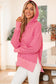 Rose Stripe Thumbhole Side Slits Drop Shoulder Loose Fit Hoodie