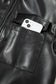 Black Double Flap Pocket Faux Leather Zip Up Stand Neck Vest