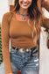 Black Solid Color Long Sleeve Fitted Top