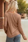 Fresh Salmon Floral Patchwork V Neck Long Sleeve T Shirt