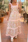 Pink Geometric Floral Print Striped Patchwork Detail Sleeveless Dress