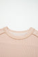 Parchment Twist Ribbed Exposed Seam Detail Long Sleeve Loose Top