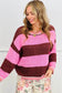 Pink Stripe Striped Drop Shoulder Long Sleeve Pullover Regular Fit Knit Sweater