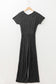 Dark Grey Ribbed Keyhole Short Sleeve Wide Leg Jumpsuit