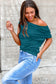Black Plus Size Solid Color Asymmetric Neck Short Sleeve Blouse