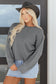 Medium Grey Raw Edge Uneven Hem Patchwork Drop Shoulder Sweater